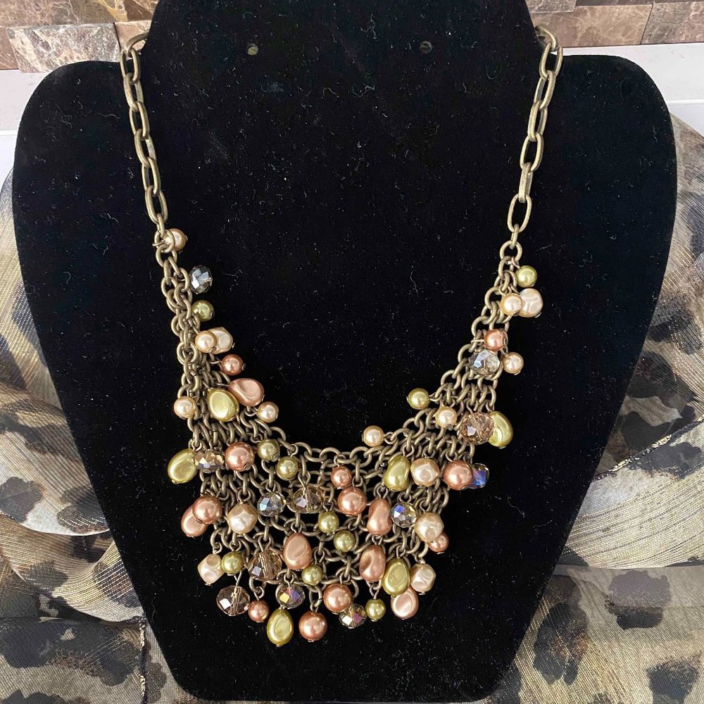 Beaded Chain Mail Collar Necklace